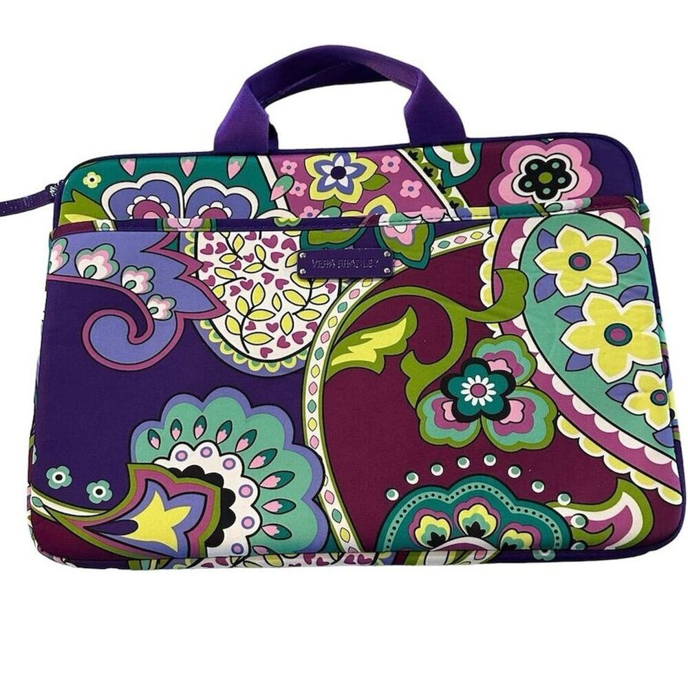 Vera Bradley Retired Heather Laptop Sleeve 15.5 “ Purple Floral Case Zip Closure